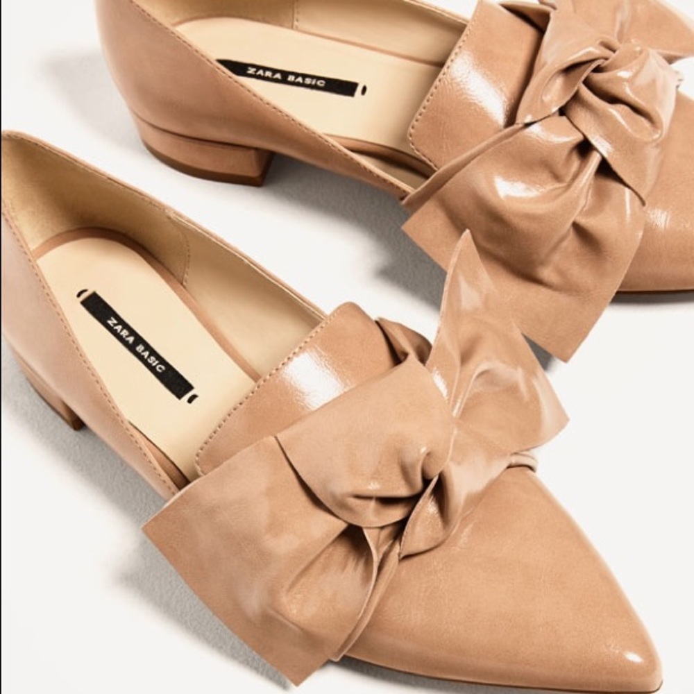 Zara nude colored flats with bow detail — HP